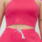 Plus Size Crop Tank Top & Ruched Pants Set