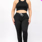 Plus Size Crop Tank Top & Ruched Pants Set