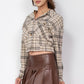 Plaid Button-down Crop Jacket