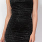 Cowl Neck Glittered Mesh Dress