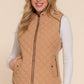 Suede Piping Quilted Padding Vest