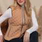 Suede Piping Quilted Padding Vest