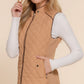 Suede Piping Quilted Padding Vest