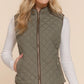 Suede Piping Quilted Padding Vest