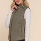 Suede Piping Quilted Padding Vest