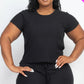 Plus Size Ribbed Short Sleeve Top&shorts Set