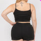 Plus Size Solid Ribbed Cami Top And Shorts Set