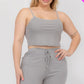 Plus Size Solid Ribbed Cami Top And Shorts Set