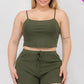 Plus Size Solid Ribbed Cami Top And Shorts Set