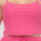 Plus Size Solid Ribbed Cami Top And Shorts Set