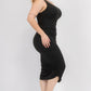 Plus Size Sexy Solid Color Ruched One Shoulder Midi Bodycon Dress