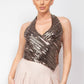 Surplice Halter Sequin Top