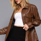 Long Slv Faux Leather Shacket