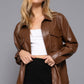 Long Slv Faux Leather Shacket