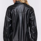 Long Slv Faux Leather Shacket