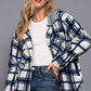 Plaid Print Hoodie Fleece Jacket