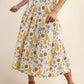 Printed long elastic waistband skirt with side pockets