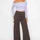 Bardot ribbed long sleeve crop top