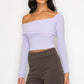 Bardot ribbed long sleeve crop top