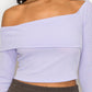 Bardot ribbed long sleeve crop top