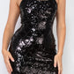 Sequin-studded crisscross back mini dress