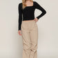 Long slv sweetheart neck seam detail knit top